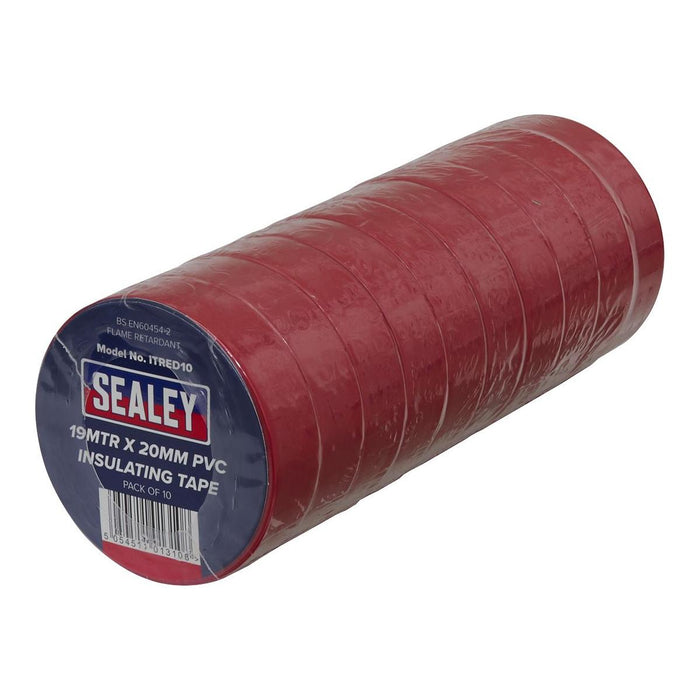 Sealey PVC Insulating Tape 19mm x 20m Red Pack of 10 ITRED10 Sealey - Town Tools 