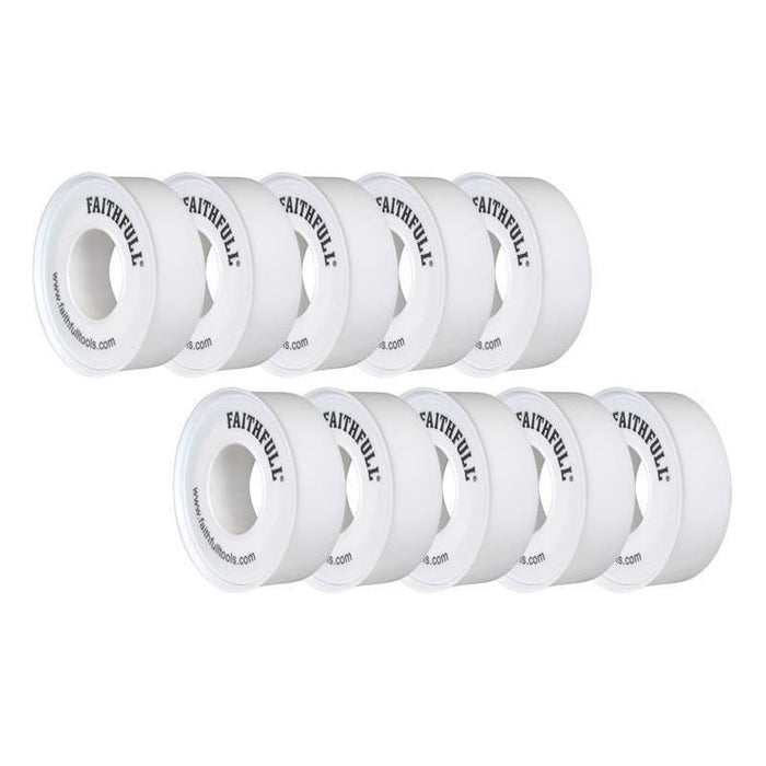 Faithfull P.T.F.E Tape 12mm x 12m White (Pack 10) Faithfull - Town Tools
