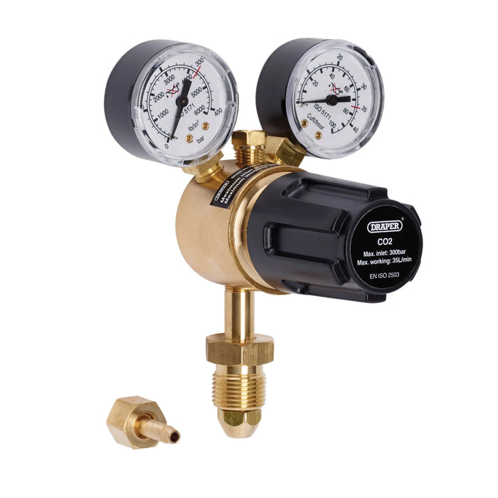 Draper Industrial Gas Bottle Regulator with Double Gauge, 300 bar - WREGICO2-2G