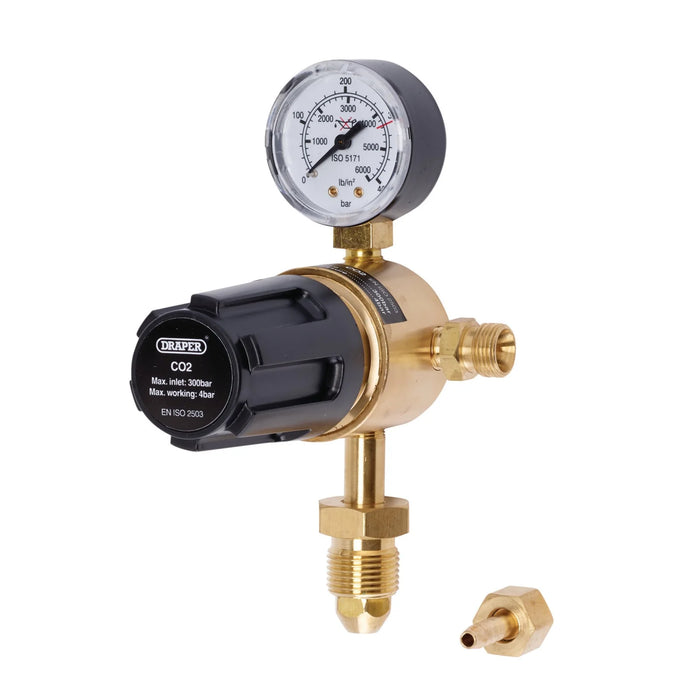 Draper Industrial Gas Bottle Regulator with Single Gauge, 300 bar - WREGICO2-1G