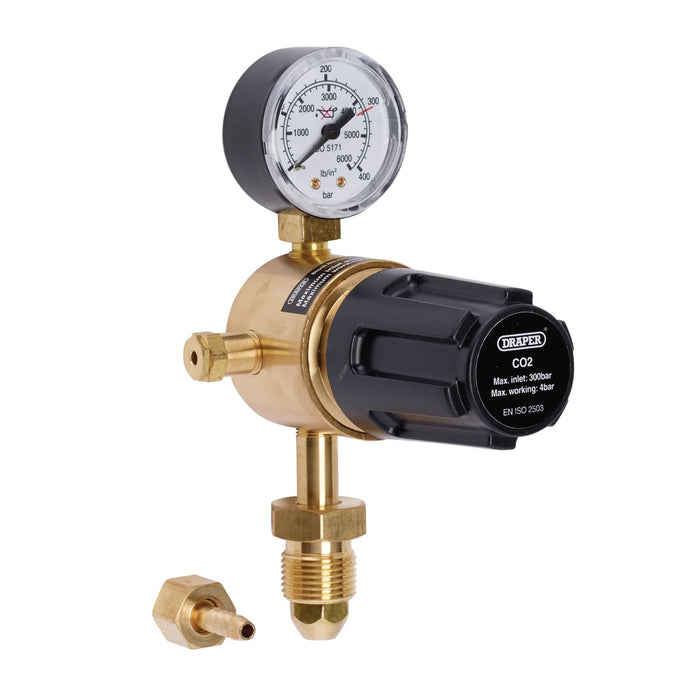 Draper Industrial Gas Bottle Regulator with Single Gauge, 300 bar - WREGICO2-1G