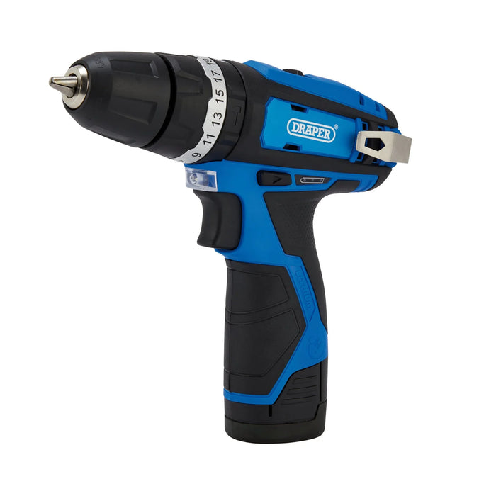 Draper 12V Combi Drill & Impact Driver, 2 x 1.5Ah Batteries, 1 x Fast Charger