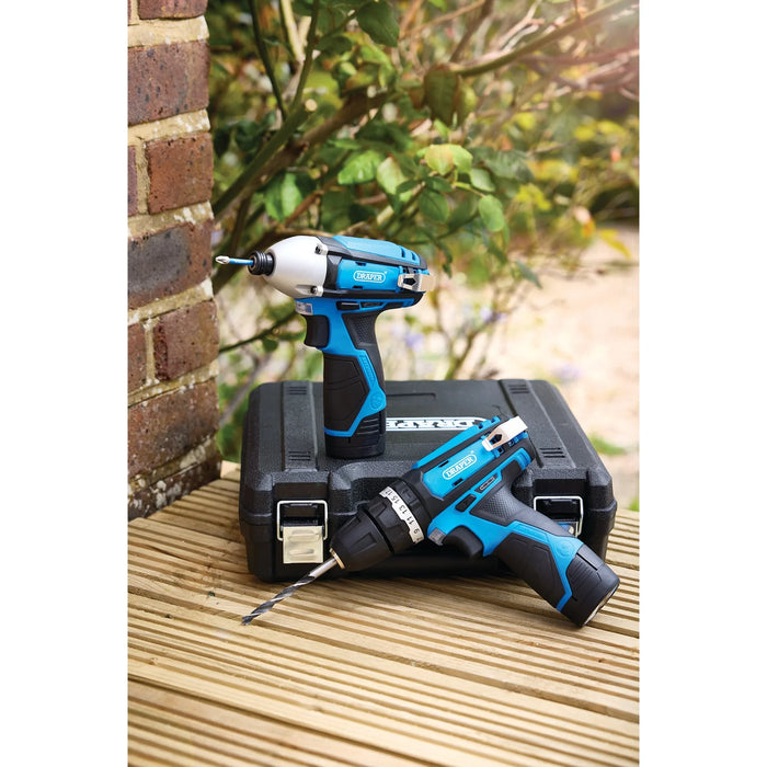 Draper 12V Combi Drill & Impact Driver, 2 x 1.5Ah Batteries, 1 x Fast Charger