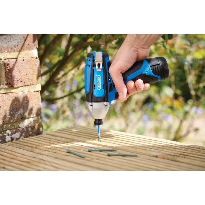 Draper 12V Impact Driver, 1/4" Hex., 1 x 1.5Ah Battery, 1 x Fast Charger