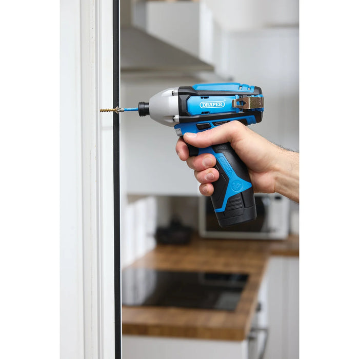 Draper 12V Impact Driver, 1/4" Hex., 1 x 1.5Ah Battery, 1 x Fast Charger