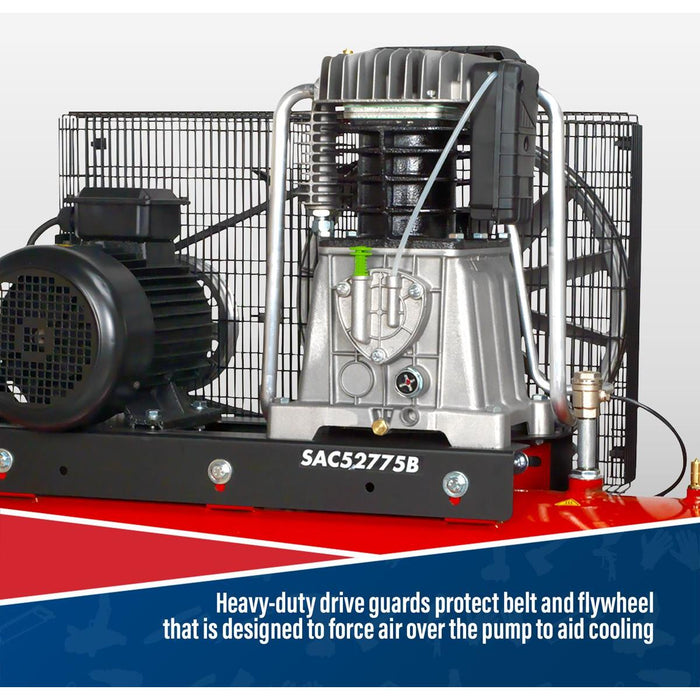 Sealey 270L Belt Drive Air Compressor with Cast Cylinders 7.5hp 3ph 2-Stage Sealey - Town Tools 