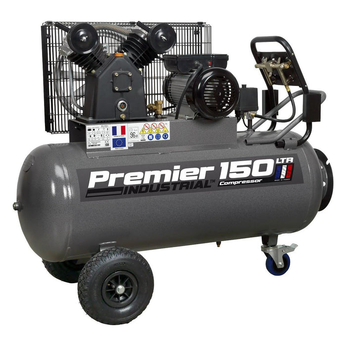 Sealey Air Compressor 150L Belt Drive 3hp with Front Control Panel SAC3153B Sealey - Town Tools 