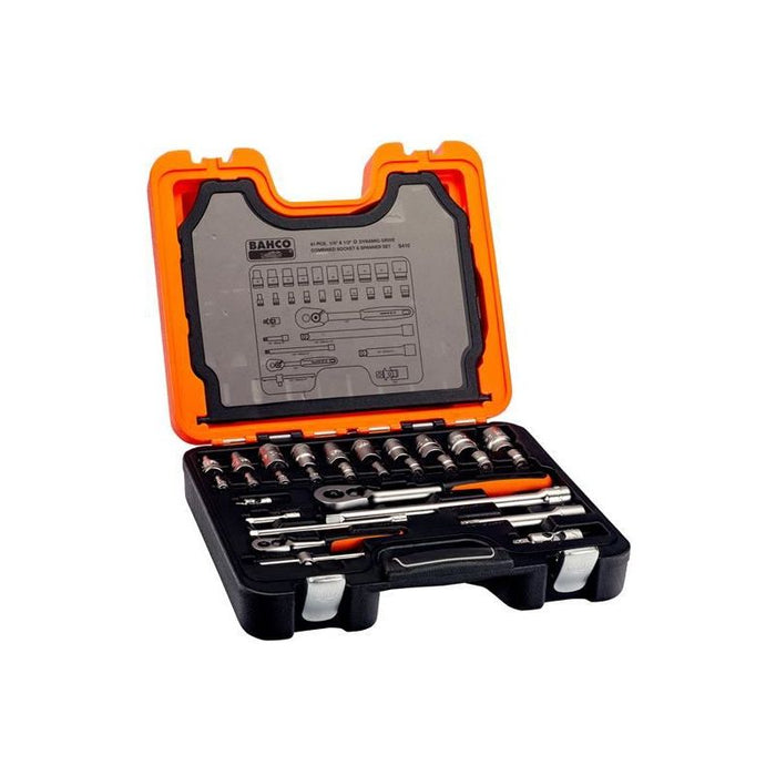 Bahco S410 1/4in & 1/2in Drive Socket & Spanner Set, 41 Piece Bahco - Town Tools