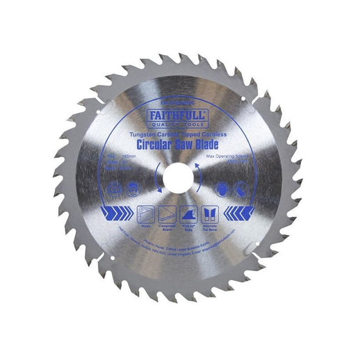 Faithfull TCT Cordless Trimsaw Blade 165 x 20mm x 40T POS Faithfull - Town Tools