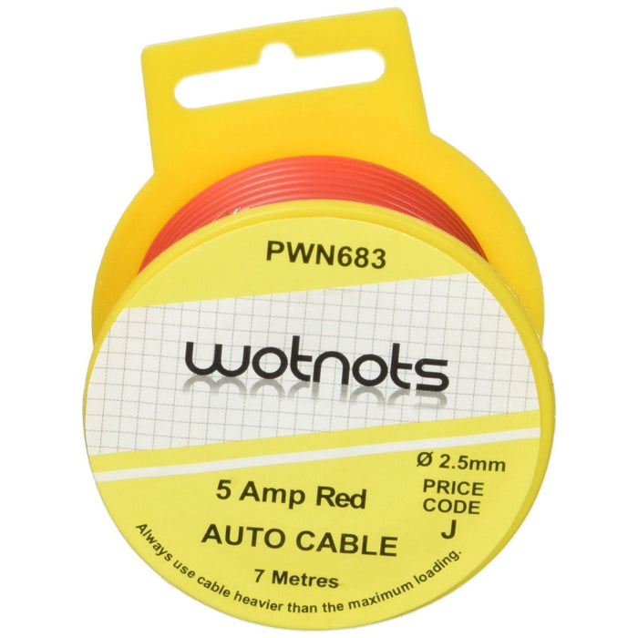 Wot-Nots 1 Core Cable - Red - 7m - 5A Pearl Automotive - Town Tools 