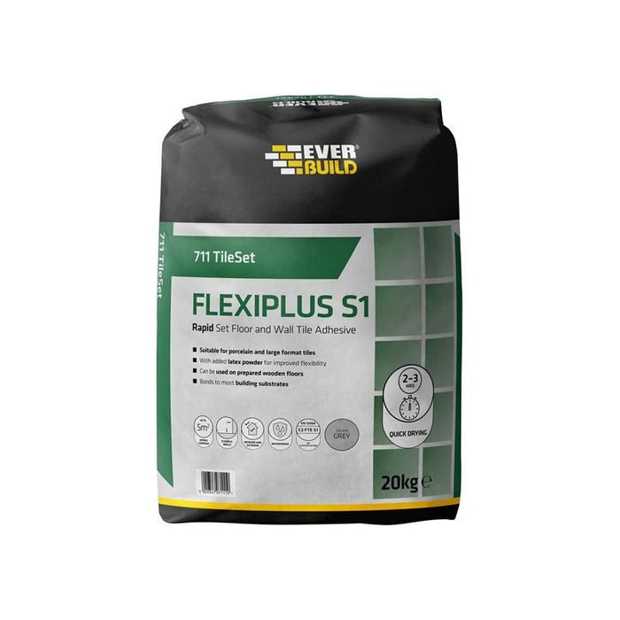 Everbuild Sika 711 TileSet Flexiplus Tile Adhesive White 20kg Everbuild Sika - Town Tools