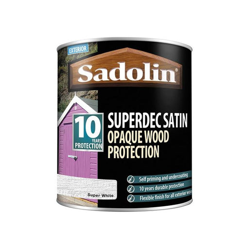 Sadolin Superdec Opaque Wood Protection Super White Satin 1 litre Sadolin - Town Tools