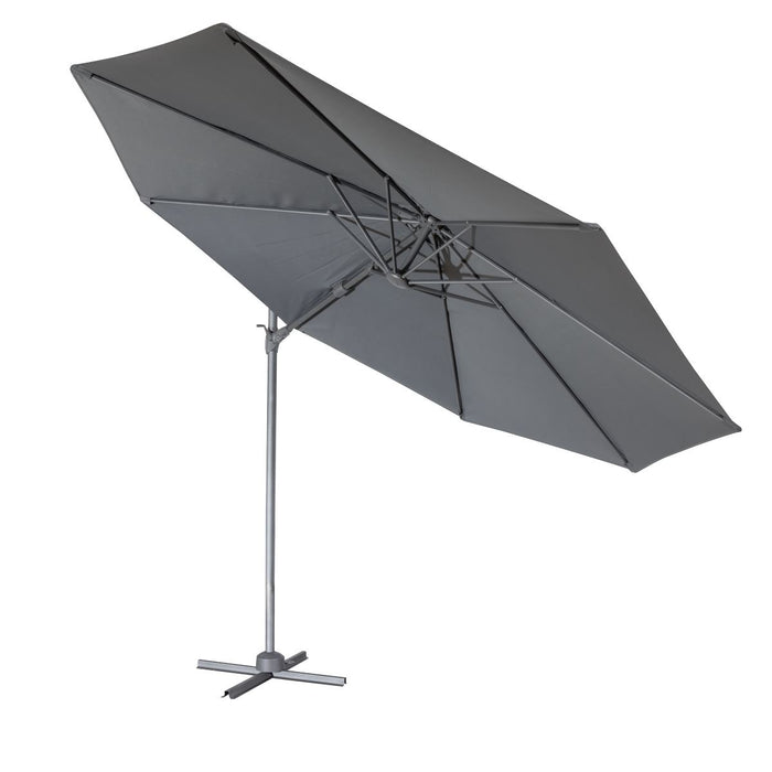 Dellonda Cantilever Parasol with 360 Rotation, Tilt & Cover 3m - Grey