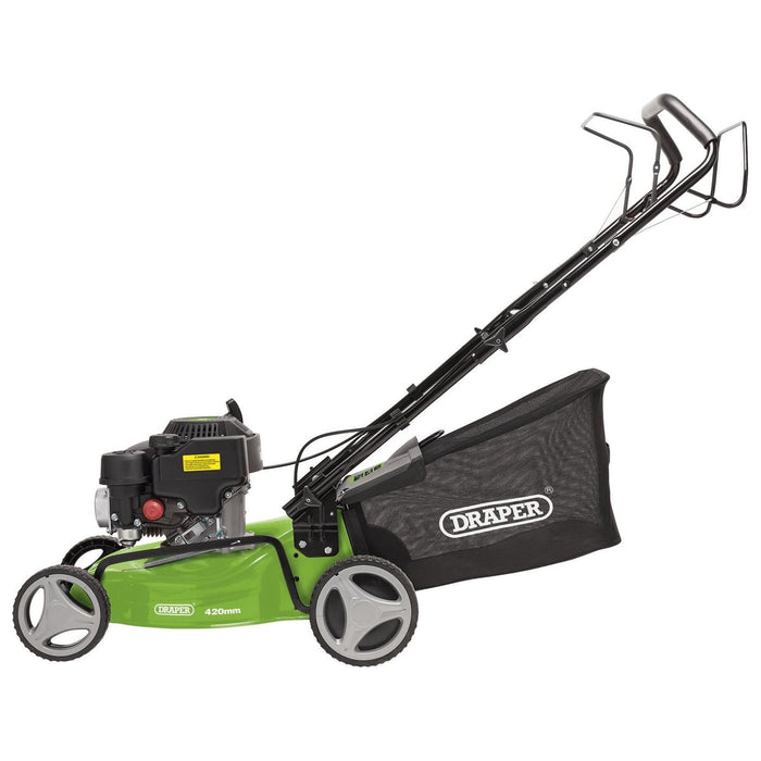 Draper Steel Deck Petrol Lawn Mower, 420mm, 132cc/3.3HP 08671 Draper - Town Tools 