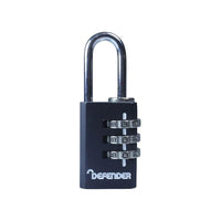 Defender Black Die-Cast Combination Padlock 20mm