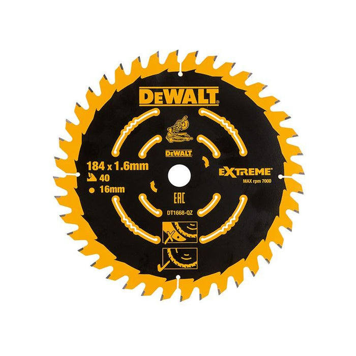 Dewalt Power Tools Cordless Mitre Saw Blade For DCS365 184 x 16mm x 40T DeWALT Power Tools - Town Tools