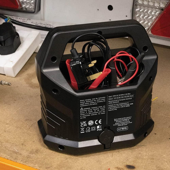 Maypole MP7215 15A 12V Electronic Smart Battery Charger Maypole - Town Tools