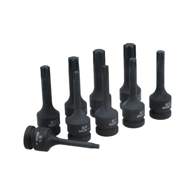 Laser Impact Ribe Socket Bit Set 1/2"D 9pc 7806