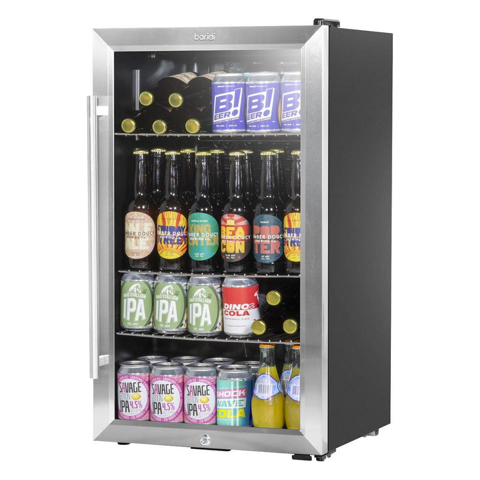 Baridi 85L Wine, Beer & Drinks Fridge with Thermostat - Stainless Steel Baridi - Town Tools