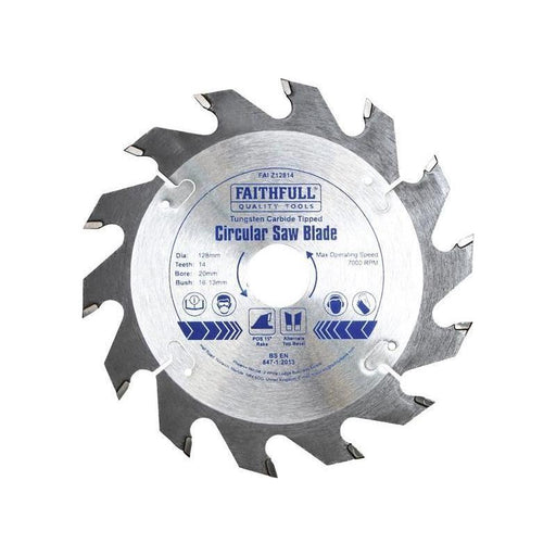 Faithfull TCT Circular Saw Blade 128 x 20mm x 14T POS Faithfull - Town Tools