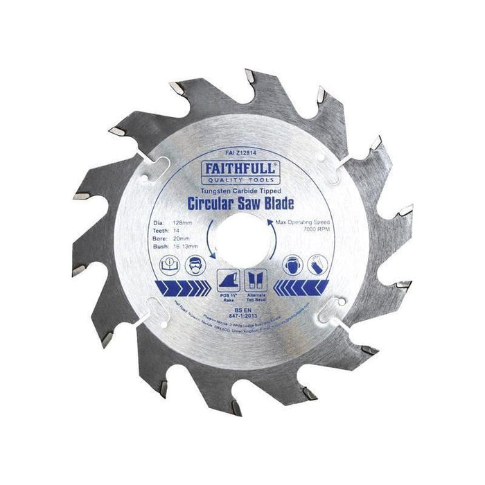 Faithfull TCT Circular Saw Blade 128 x 20mm x 14T POS Faithfull - Town Tools