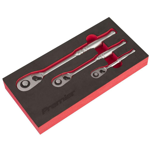 Premier Platinum Pear-Head Ratchet Wrench Set with Flip Reverse 3pc Sealey Premier Platinum - Town Tools 