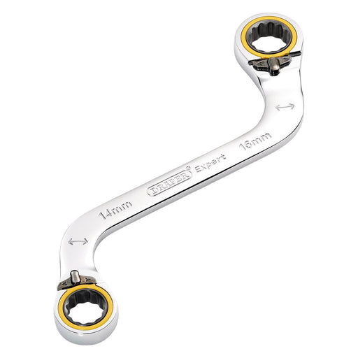 Draper Expert HI-TORQ Double Ring Ratchet S-Shape Spanner, 14 x 16mm Draper - Town Tools