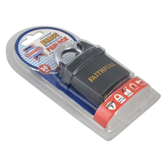 Faithfull PVC Coated Brass Padlock 50mm Faithfull - Town Tools