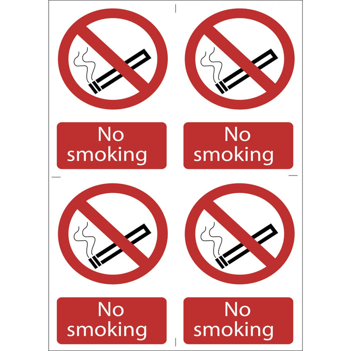 Draper No Smoking' Prohibition Sign (Pack of 4) - SS16