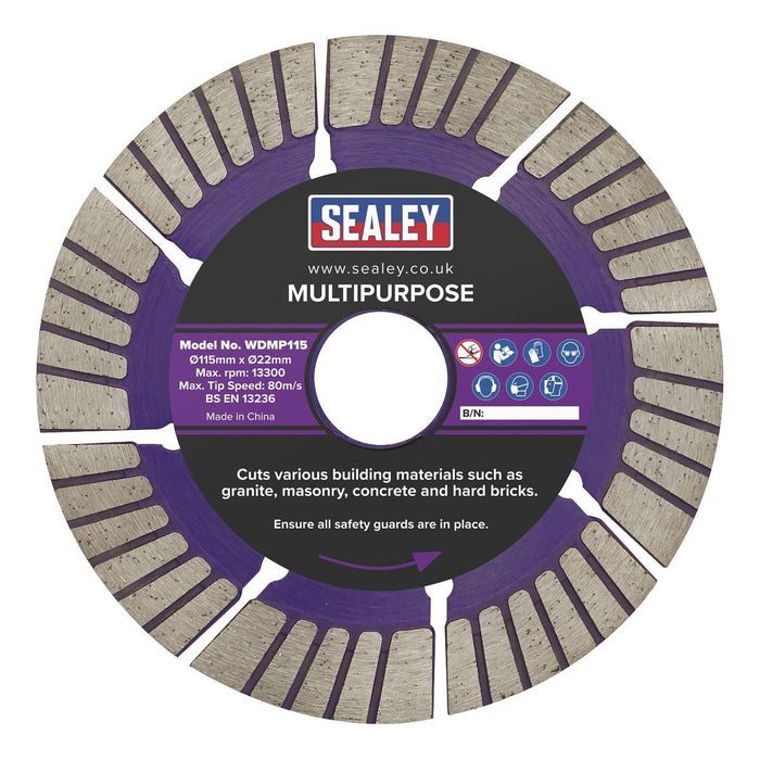 Sealey Cutting Disc Multipurpose Dry/Wet Use115mm WDMP115 Sealey - Town Tools 