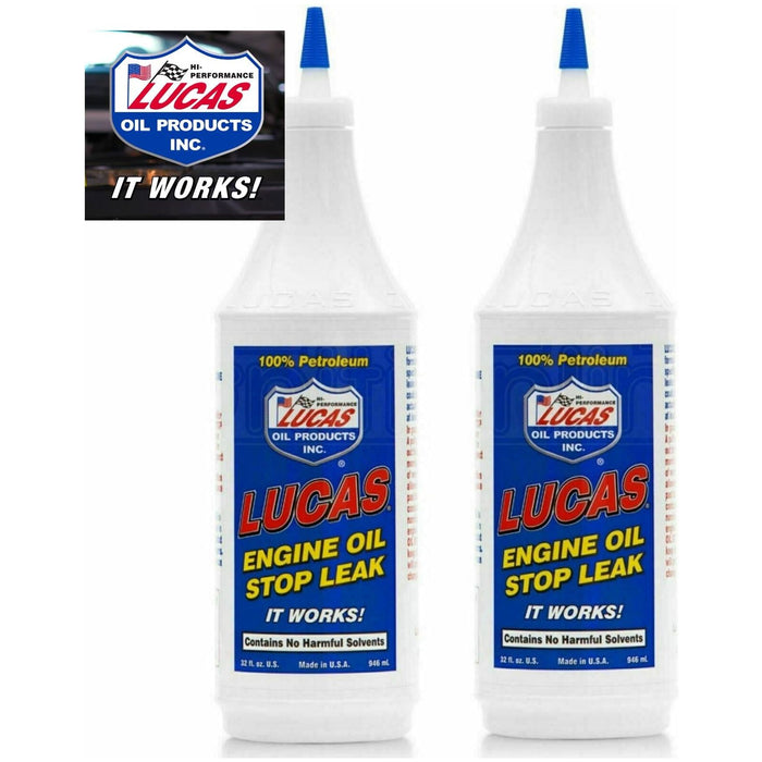 2 x LUCAS ENGINE OIL STOP LEAK 946ml Stops Leaks Rejuvenates Seals & Gaskets Lucas Oil Oil - Town Tools 