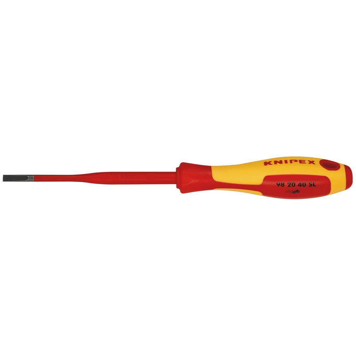 KNIPEX 98 20 40 SL VDE Insulated Slotted Screwdriver, 4 x 100mm - Slim