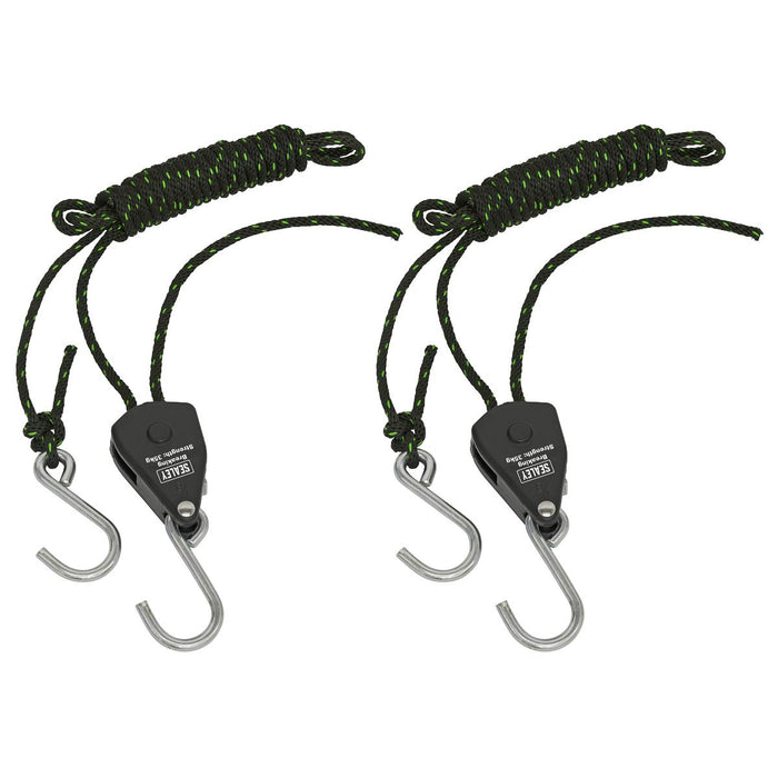 Sealey Parts Hanger/Tie Down Ratchet with S-Shaped Hooks 2m - Pack of 2 VS0118 Sealey - Town Tools 
