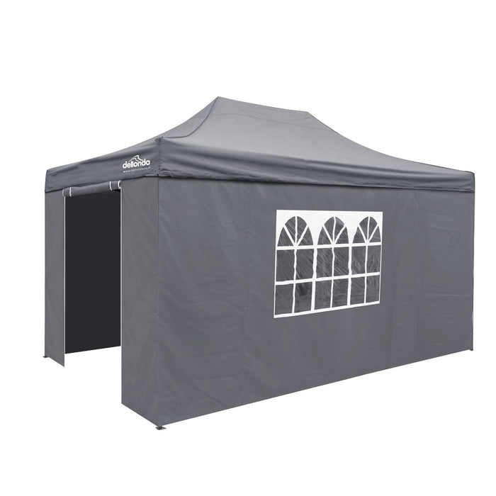 Dellonda 3x4.5m Pop-Up Gazebo & Side Walls Water Resistant Fabric - Grey