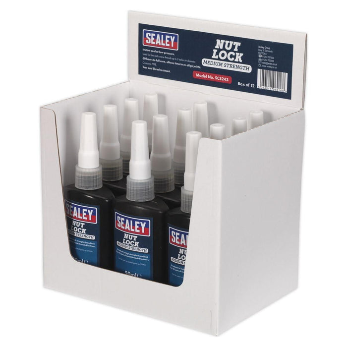 Sealey Nut Lock Medium Strength 50ml Pack of 12 SCS243 Sealey - Town Tools 