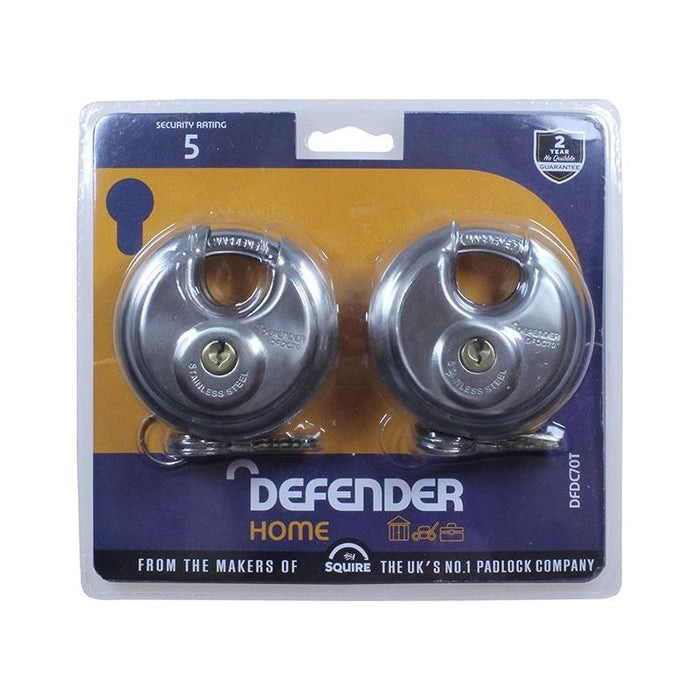 Defender Diskus® Padlock Twin Pack 70mm DEFENDER - Town Tools