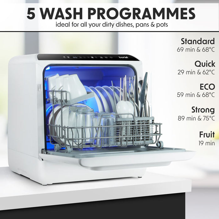 Baridi 2-4 Place Settings Mini Portable Tabletop Dishwasher, 5 Wash Functions Baridi - Town Tools 