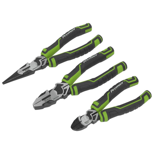 Sealey Pliers Set 3pc High Leverage Hi-Vis Green AK8376HV Sealey - Town Tools 