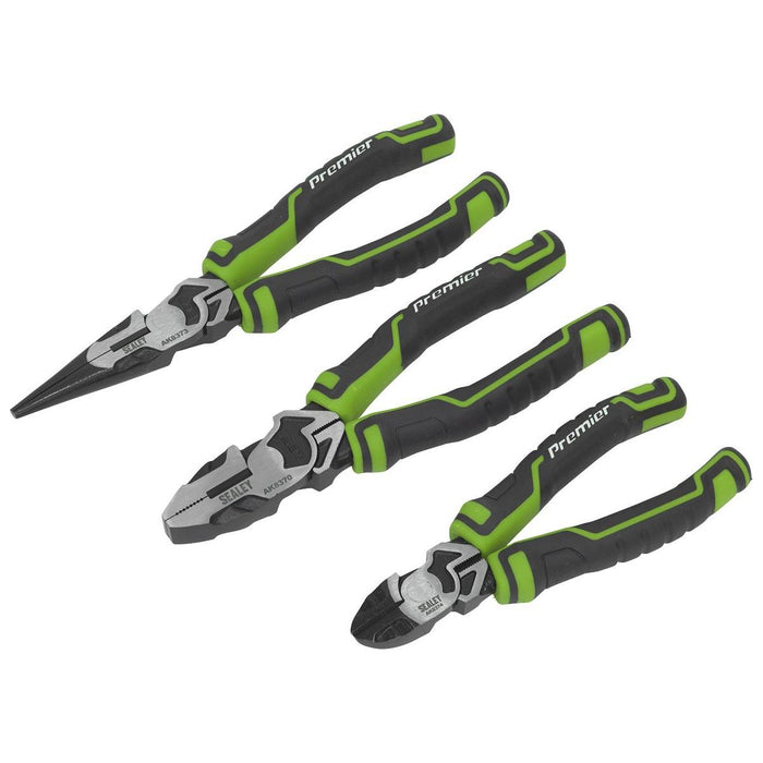 Sealey Pliers Set 3pc High Leverage Hi-Vis Green AK8376HV Sealey - Town Tools 