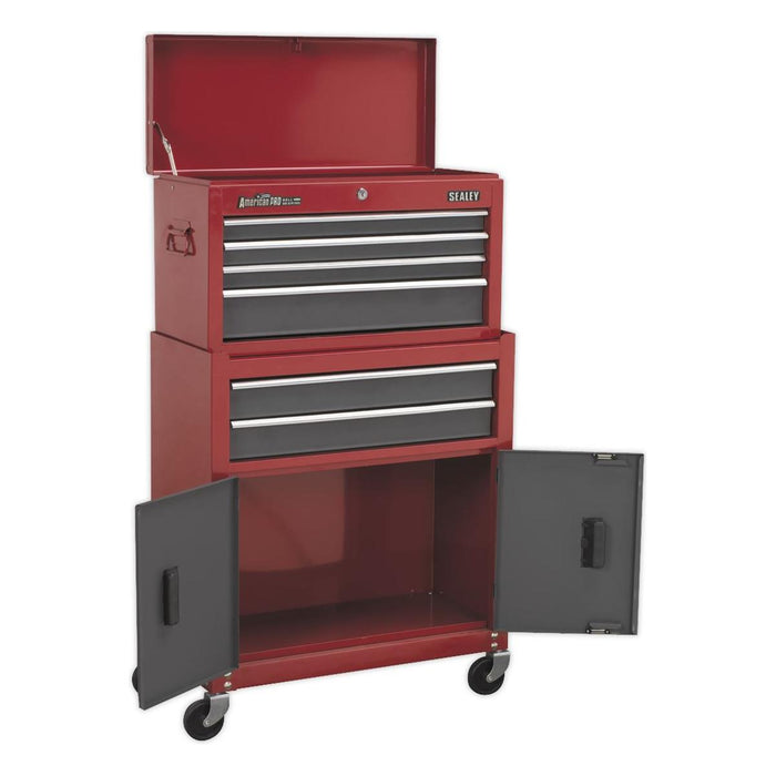 Sealey Topchest & Rollcab Combination 6 Drawer with Ball-Bearing Slides- Red Sealey - Town Tools 