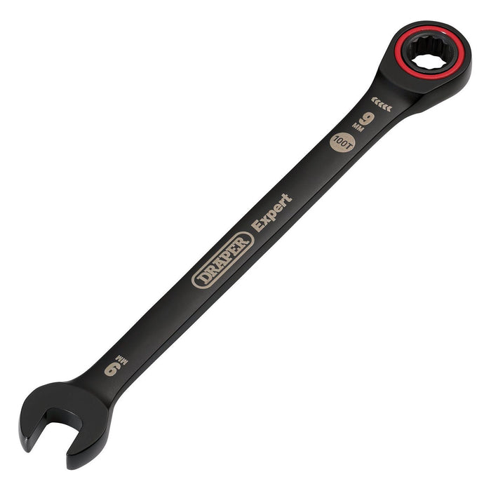 Draper Expert HI-TORQ Metric Ratchet Combination Spanner, 9mm, Black Draper - Town Tools