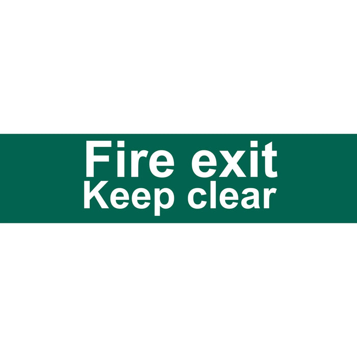 Draper Fire Exit Keep Clear' Safety Sign, 200 x 50mm - SS72
