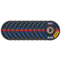 Sealey 115mm Aluminium Oxide Flap Discs 40Grit 22mm Bore - Pack of 10 FD11540E10