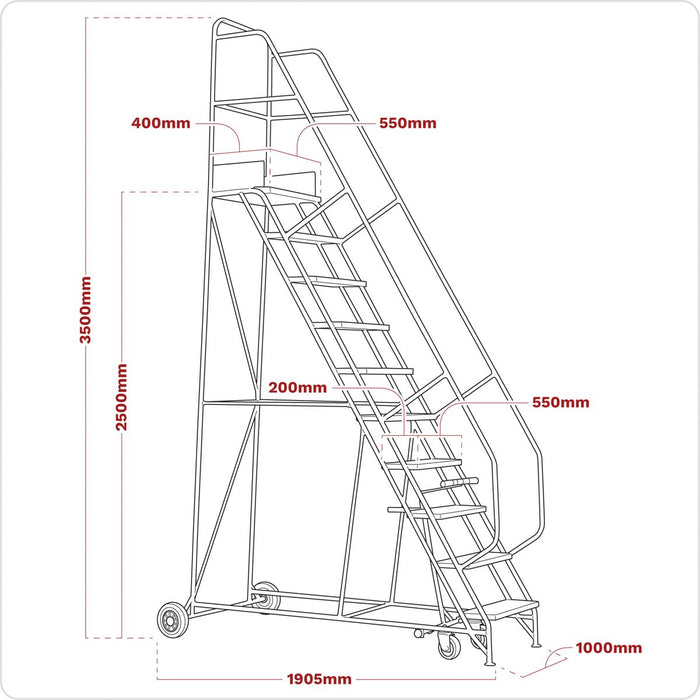 Sealey Mobile Safety Steps 10-Tread MSS10 Sealey - Town Tools 