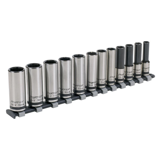 Sealey Premier Black Premier Black Deep Lock-On Socket Set 3/8"Sq Drive 12pc Sealey Premier Black - Town Tools 