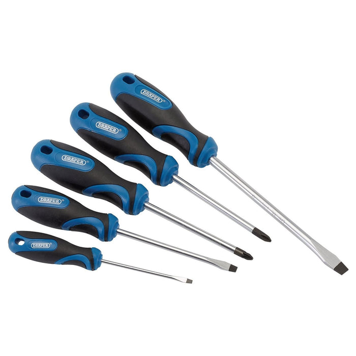 Draper Soft Grip Screwdriver Set, 3 x Plain Slot, 1 x Cross Slot, 1 x PZ TYPE (5 Draper - Town Tools 