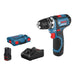 Bosch GSR 12V-15 FC Pro FlexiClick Drill Driver 12V 2 x 2.0Ah Li-ion Bosch - Town Tools
