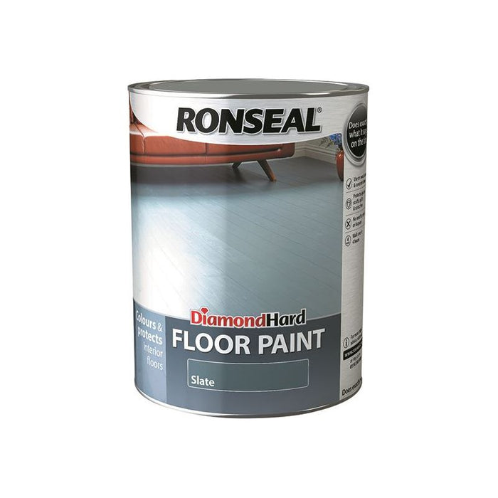Ronseal Diamond Hard Floor Paint Satin Slate 5 litre Ronseal - Town Tools