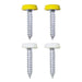 Wot-Nots Number Plate Plastic Top Screws - White & Yellow - Pack Of 4 Pearl - Town Tools 