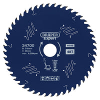 Draper Expert TCT Circular Saw Blade for Wood with PTFE Coating, 216 x 30mm, 48T
